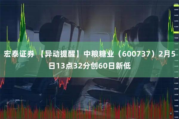 宏泰证券 【异动提醒】中粮糖业（600737）2月5日13点32分创60日新低